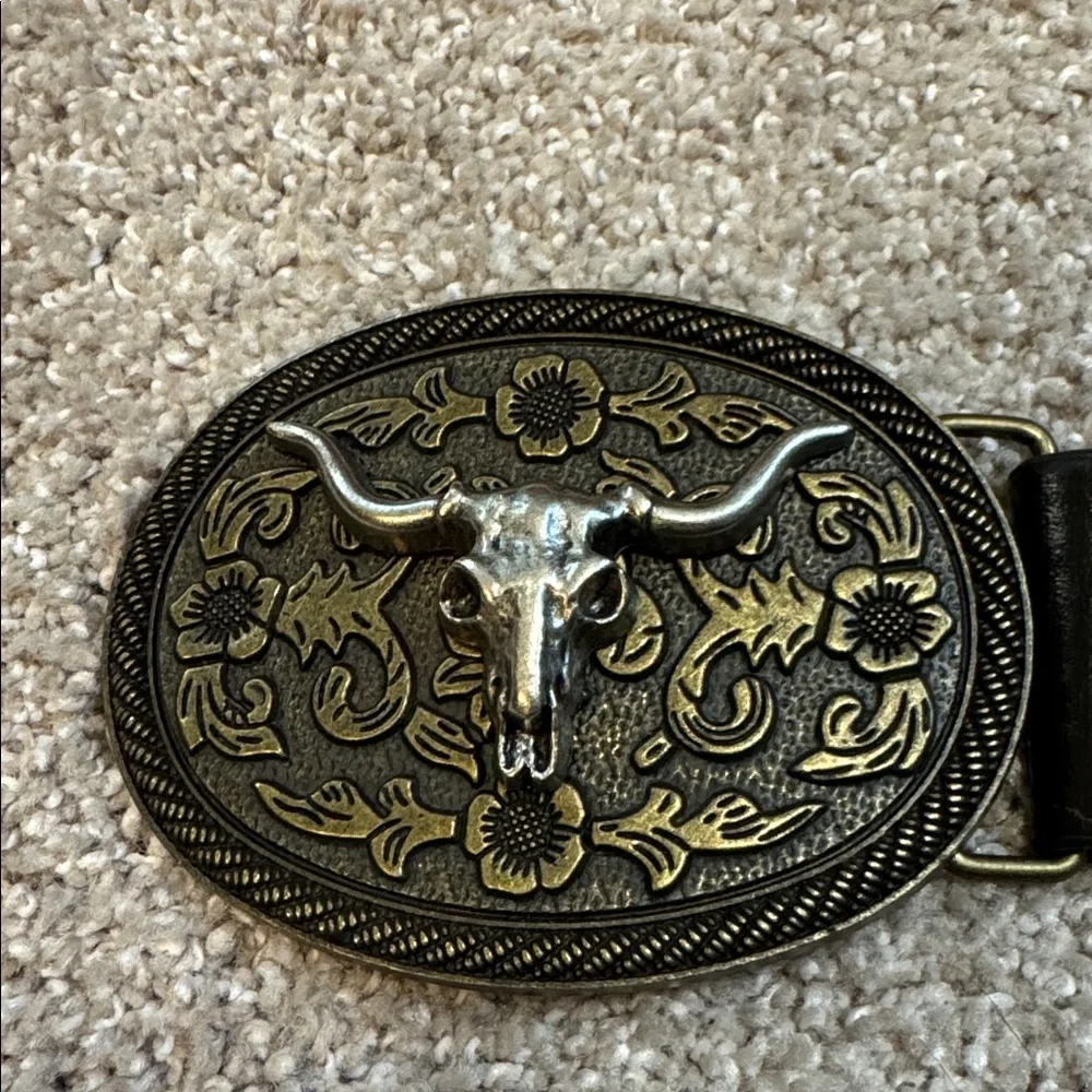 Men’s western cowboy Nashville party belt brown silver brass - Picture 3 of 6